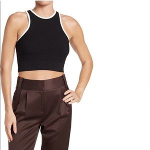 Toccin black white XS knit stretchy sleeveless knit bralette crop top new